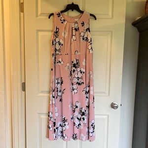 London Times Blush and Black Floral Dress sz14 nwt